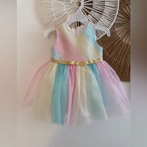 Bonnie Baby Glittery Tulle Dress with Gold Accent